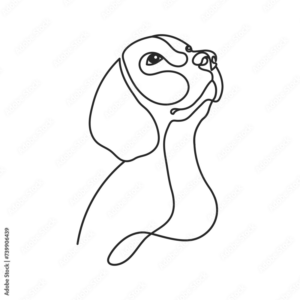 Line art, cute purebred dog beagle. Outline illustration, poster, postcard, vector Line art, cute purebred dog beagle. Outline illustration, poster, postcard, vector