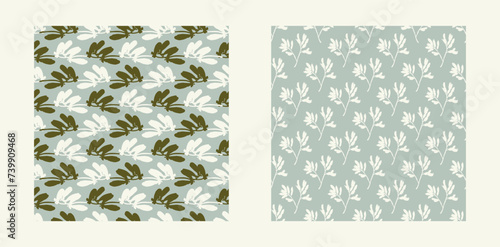 Modern botanical minimal wildflower vector pattern set. Summer gender neutral pressed flower silhouette background. Simple nature floral paper cut out wallpaper for wedding, hedgerow decor repeat.