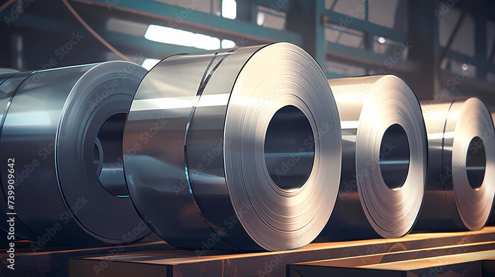 Stock metal profile rolls, industrial background Stock metal profile rolls, industrial background