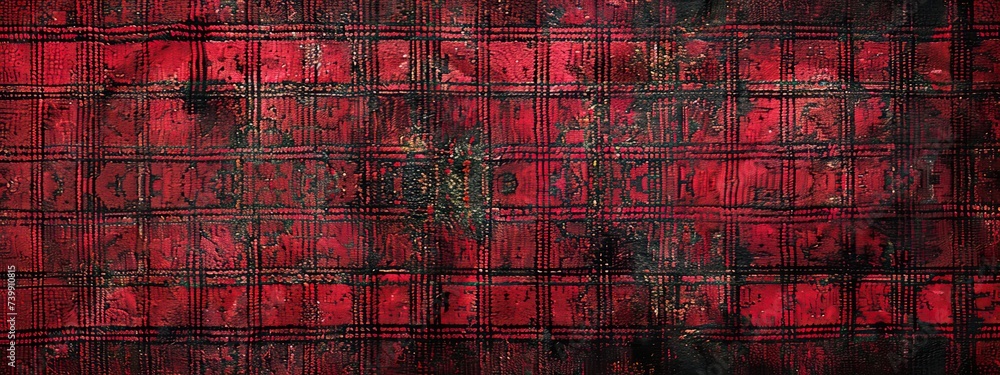 modern and uneven luxury Red tartan woven carpet texture,front view - obrazy, fototapety, plakaty 