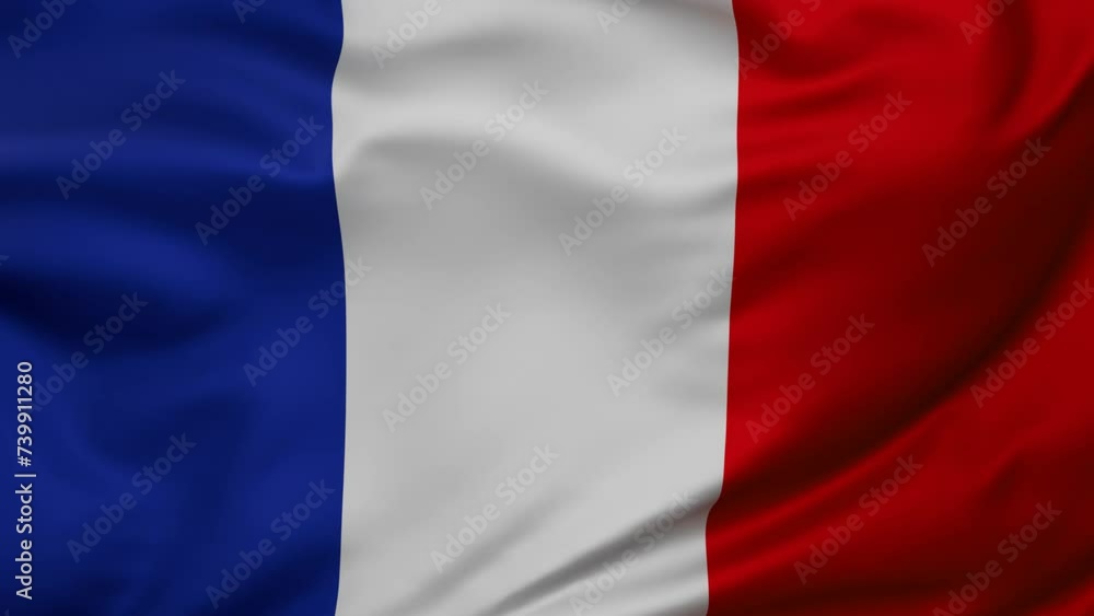 France wavy flag swaying in the wind, looped endless cycled video, full screen covers flag background France wavy flag swaying in the wind, looped endless cycled video, full screen covers flag background