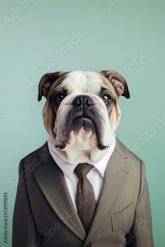 Minimalist English Bulldog in Pastel Background 