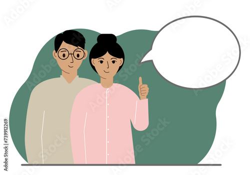 A man and woman couple dream and plan. Next to the couple is a large thought bubble.