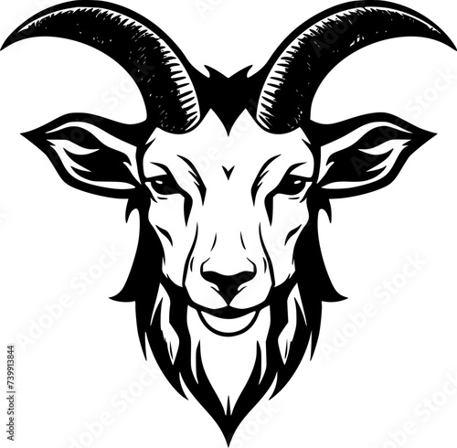 Goat | Black and White Vector illustration
