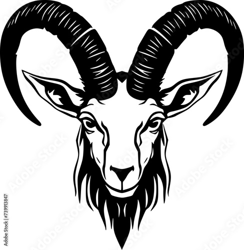 Goat | Black and White Vector illustration