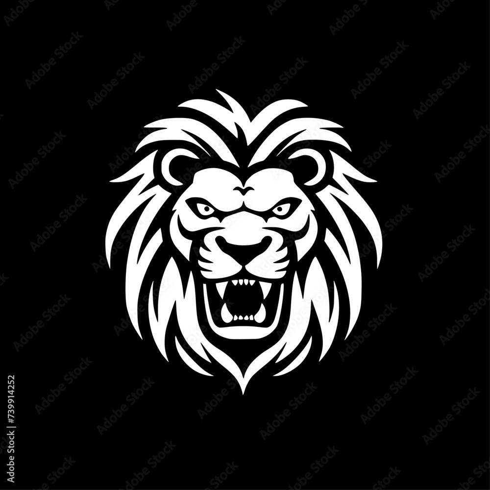 Fototapeta premium Lion - Black and White Isolated Icon - Vector illustration