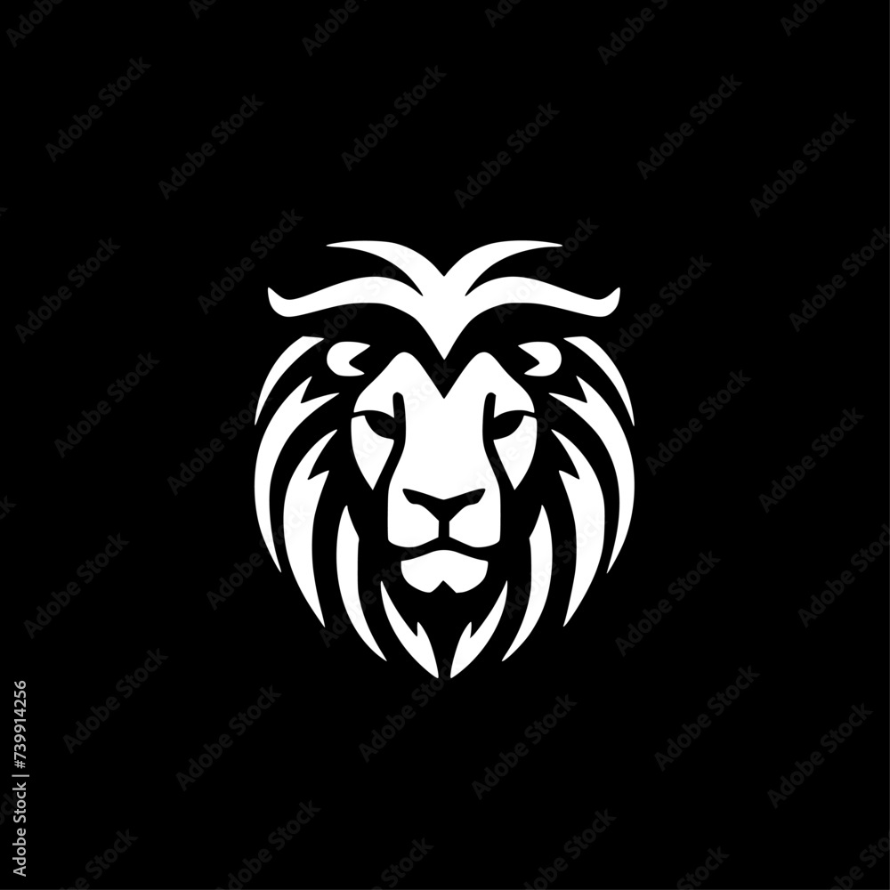 Fototapeta premium Lion - Black and White Isolated Icon - Vector illustration