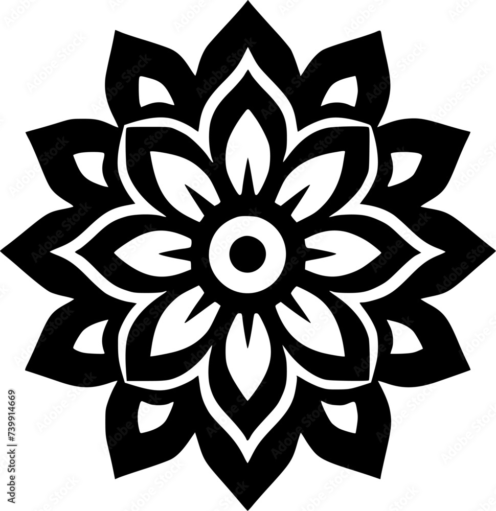 Mandala - Black and White Isolated Icon - Vector illustration Mandala - Black and White Isolated Icon - Vector illustration