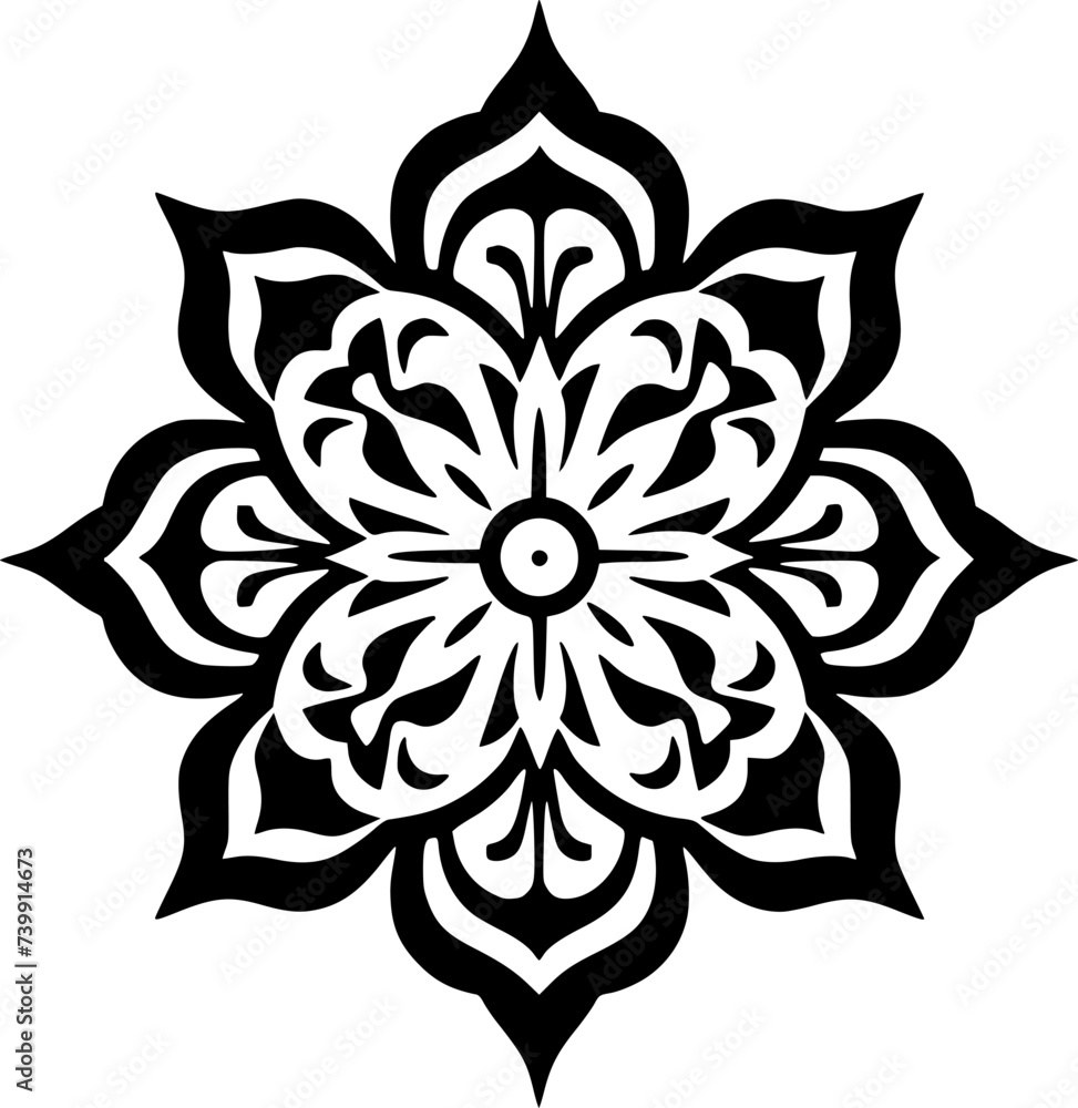Obraz premium Mandala - Black and White Isolated Icon - Vector illustration