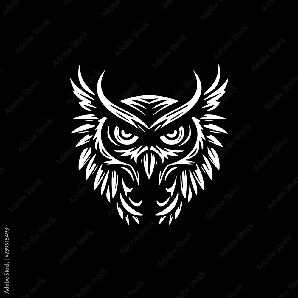 Owl - Black and White Isolated Icon - Vector illustration Owl - Black and White Isolated Icon - Vector illustration