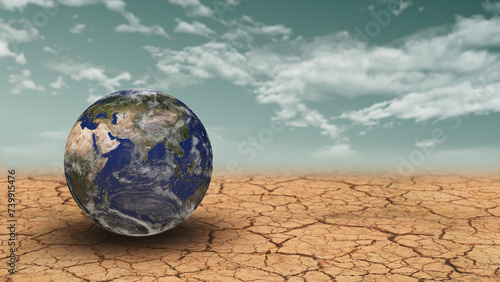 Climate Change with Drought Earth Planet on Cracked Land