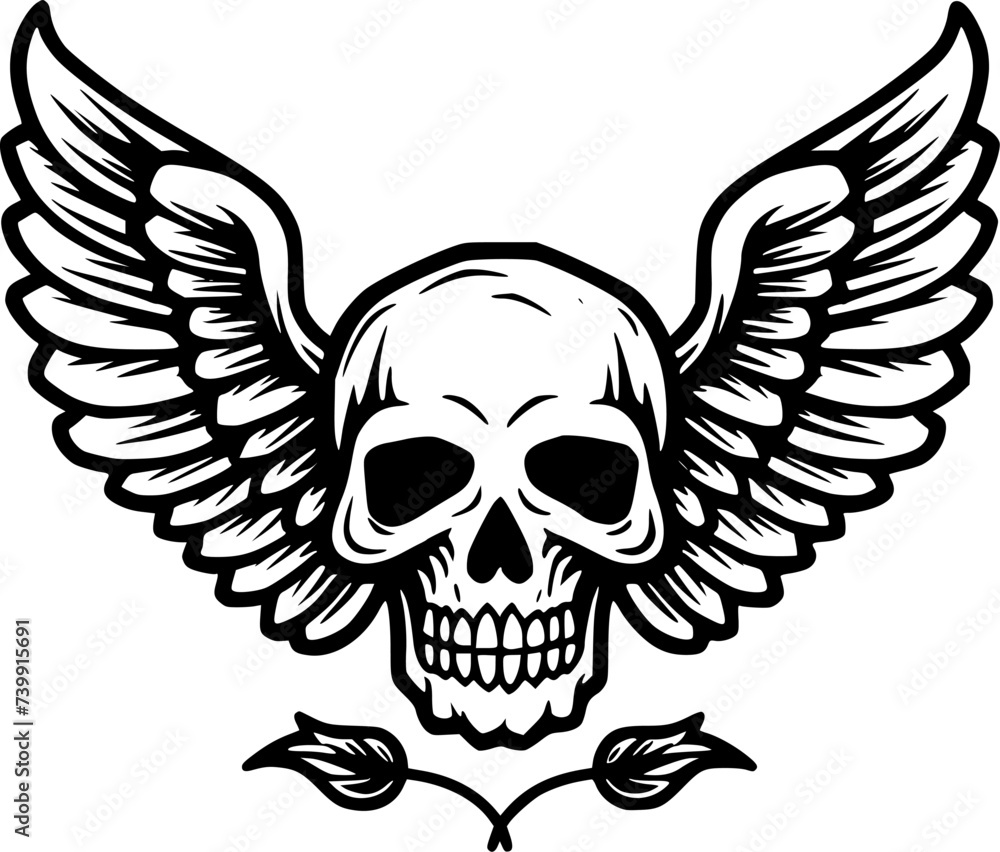 Fototapeta premium Skull | Black and White Vector illustration
