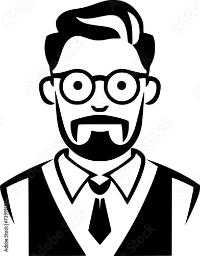 Teacher | Black and White Vector illustration