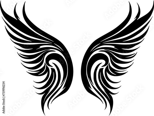 Angel Wings | Black and White Vector illustration