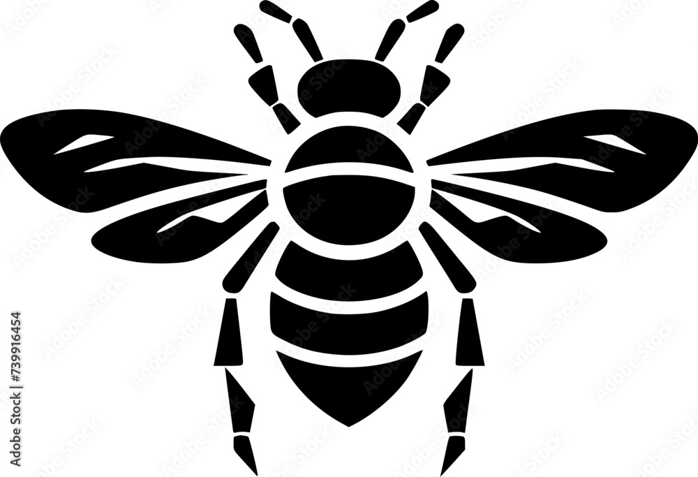 Bee | Black and White Vector illustration