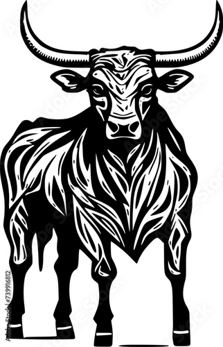 Bull - Black and White Isolated Icon - Vector illustration