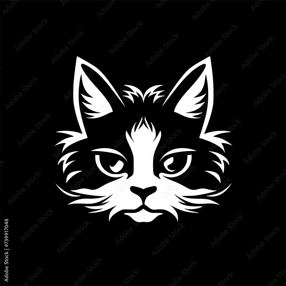 Obraz premium Cat - Black and White Isolated Icon - Vector illustration