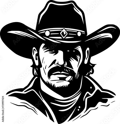 Cowboy | Minimalist and Simple Silhouette - Vector illustration