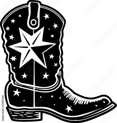 Cowboy Boot | Minimalist and Simple Silhouette - Vector illustration