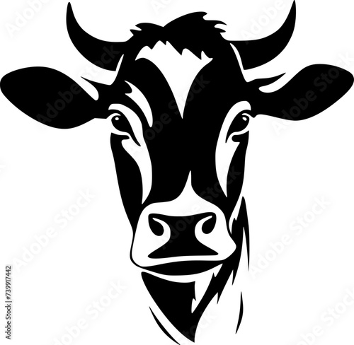 Cow - Black and White Isolated Icon - Vector illustration