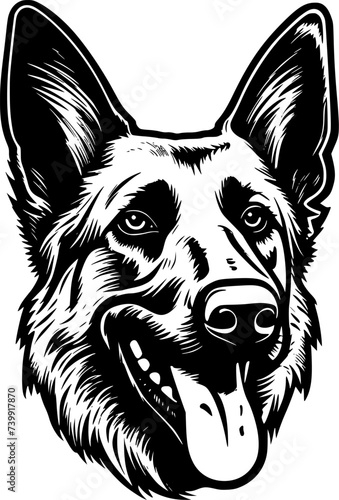 German Shepherd | Minimalist and Simple Silhouette - Vector illustration