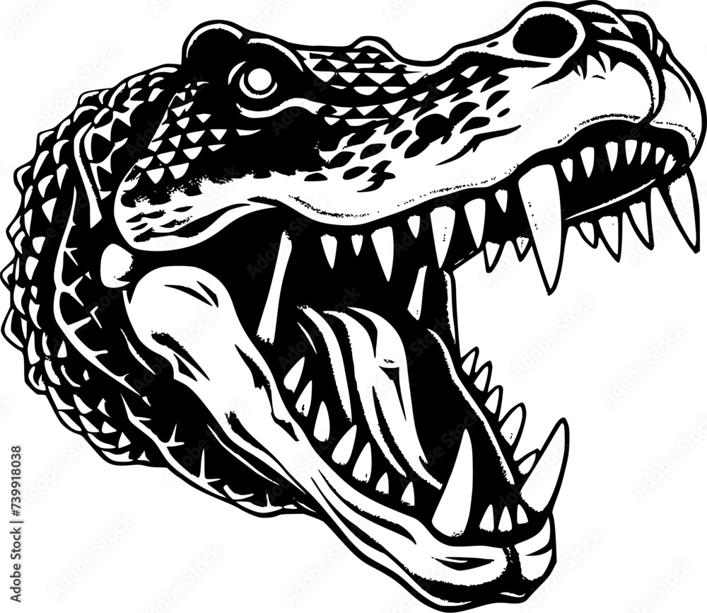 Crocodile | Black and White Vector illustration Crocodile | Black and White Vector illustration