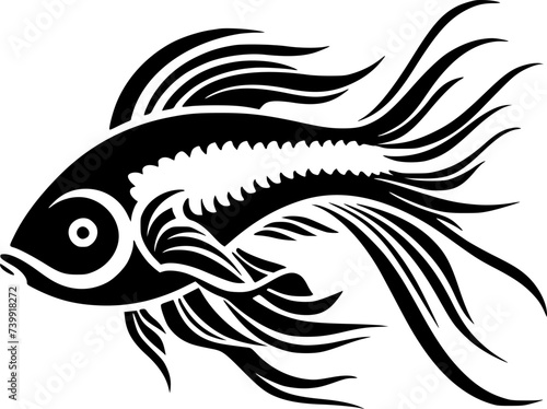 Fish   Black and White Vector illustration