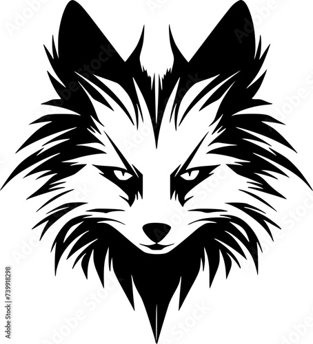 Fox - Black and White Isolated Icon - Vector illustration