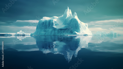 A large part of the iceberg is submerged underwater