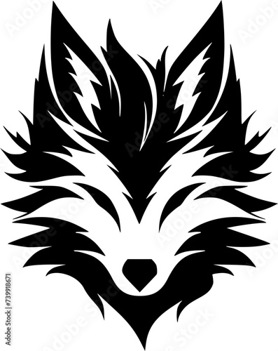 Fox - Black and White Isolated Icon - Vector illustration