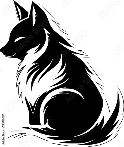 Fox | Black and White Vector illustration