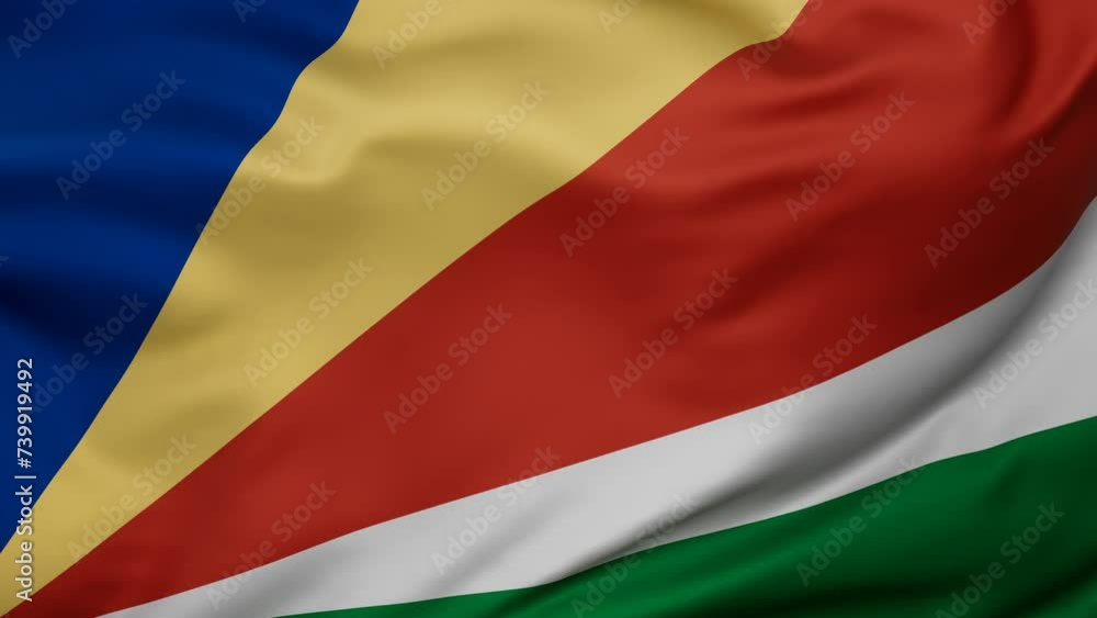 Seychelles wavy flag swaying in the wind, looped endless cycled video, full screen covers flag background Seychelles wavy flag swaying in the wind, looped endless cycled video, full screen covers flag background