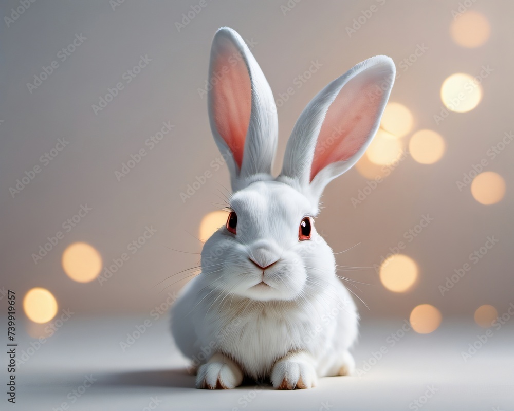 Photo Of White Rabbit Ears White Cutout Background, Easter Day, 3D Rendering Illustration. Photo Of White Rabbit Ears White Cutout Background, Easter Day, 3D Rendering Illustration.