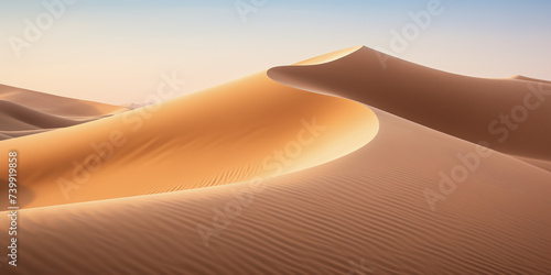 Mesmerizing sand dunes at sunrise in vast desert