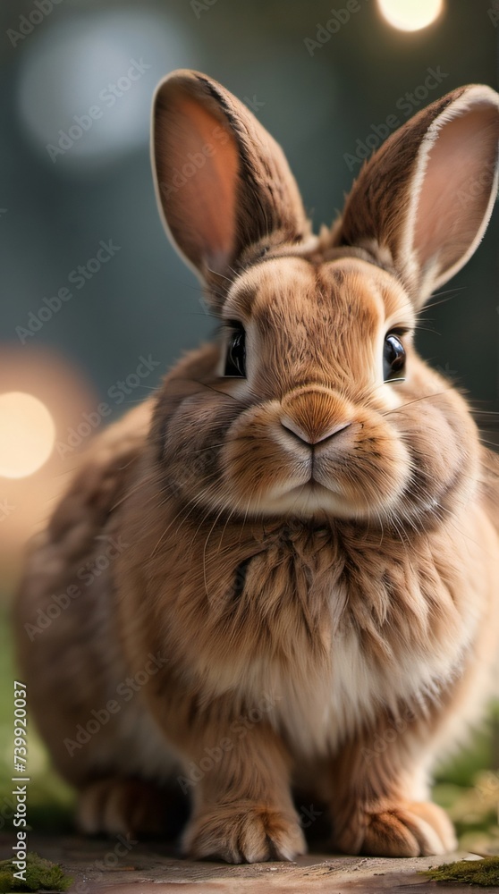 Fototapeta premium Photo Of Illustration Of A Cute Fluffy Brown Bunny.