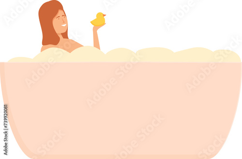 Girl bathing icon cartoon vector. Mom care kid. Small babe art figure