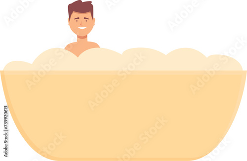 Smiling bathing boy icon cartoon vector. Kid wash. Father born care