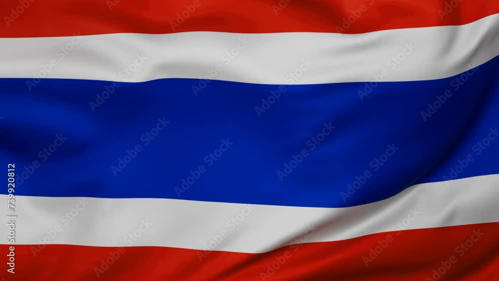 Thailand wavy flag swaying in the wind, looped endless cycled video, full screen covers flag background Thailand wavy flag swaying in the wind, looped endless cycled video, full screen covers flag background
