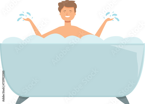 Happy boy wash icon cartoon vector. Smile art care. Diaper baby
