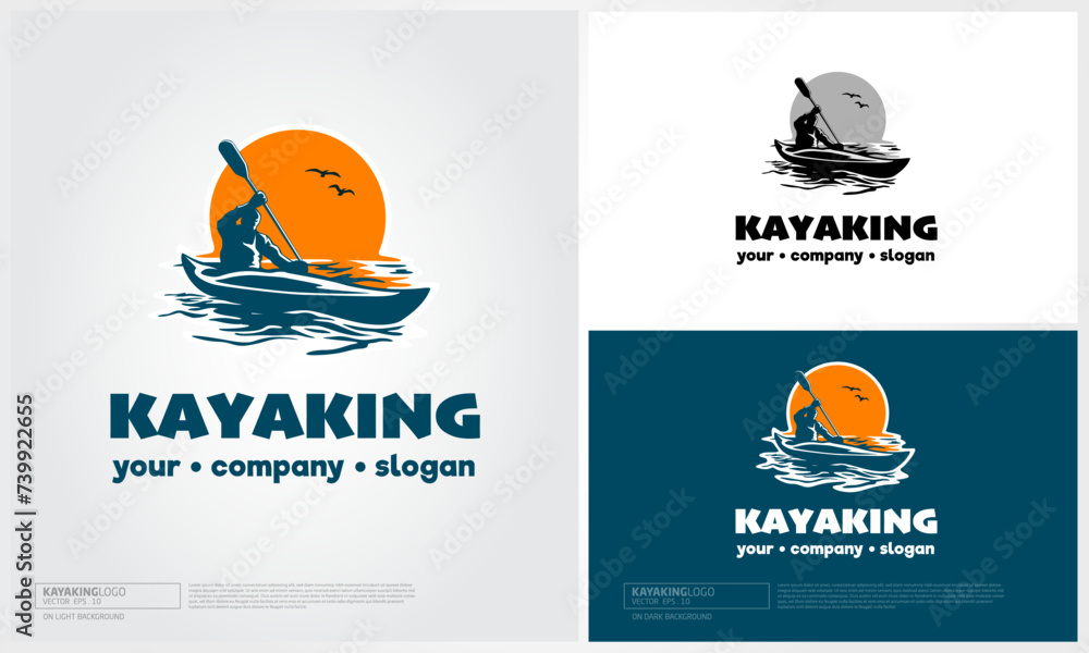 Kayaking Vector Logo Template. Kayaking Logo is a multipurpose logo. This logo that can be used by water companies, water sports companies, canoe sellers, kayaking, sailing companies, etc. 