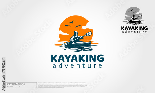 Kayaking Adventure Vector Logo Template. Kayaking Logo is a multipurpose logo. This logo that can be used by water companies, water sports companies, canoe sellers, kayaking, sailing companies, etc. 