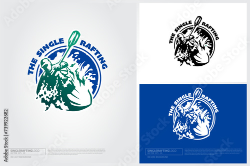 The Single Rafting Vector Logo Template. This logo that can be used by water companies, creative brands, water sports companies, canoe sellers, kayaking, sailing companies, etc. 