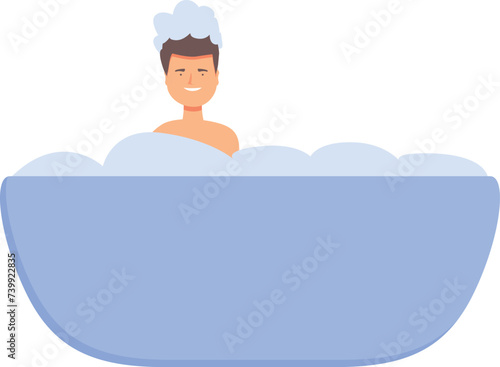 Big foam bathing icon cartoon vector. Kid babe son. Parent care mom