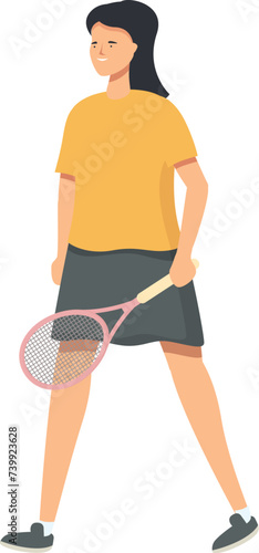 Girl tennis player icon cartoon vector. Sport court. Male serve jump