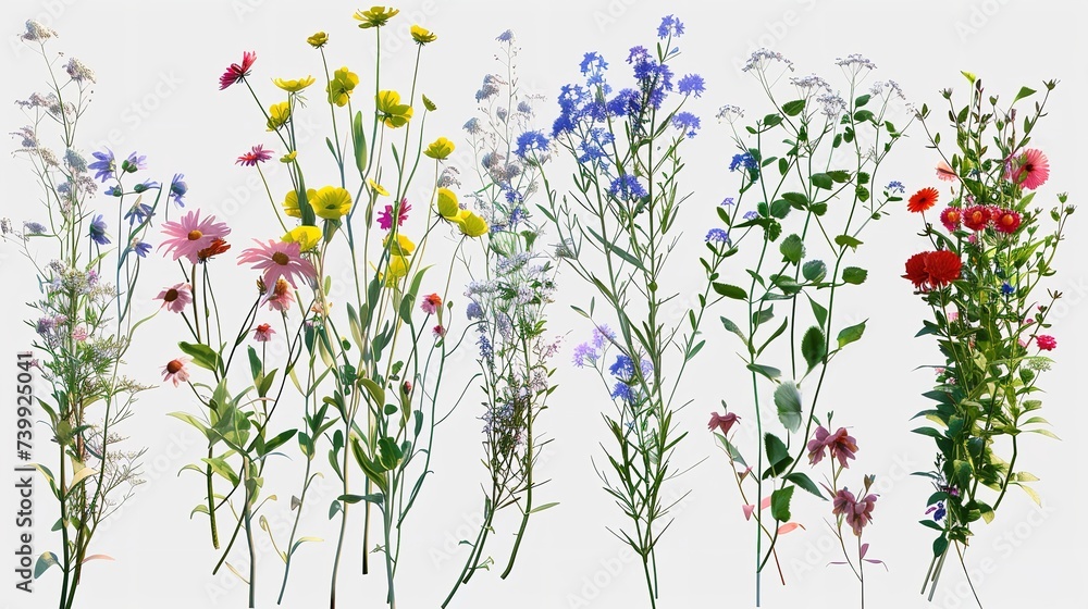 Collection of Grunge Oil Painted Wildflowers Collection of Grunge Oil Painted Wildflowers