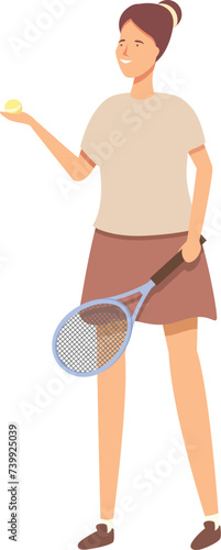 Woman serve ball icon cartoon vector. Tennis player. Court game