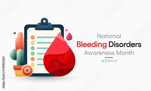 Bleeding Disorders awareness month is observed every year in March, This observance raises awareness for bleeding disorders such as hemophilia. Vector illustration