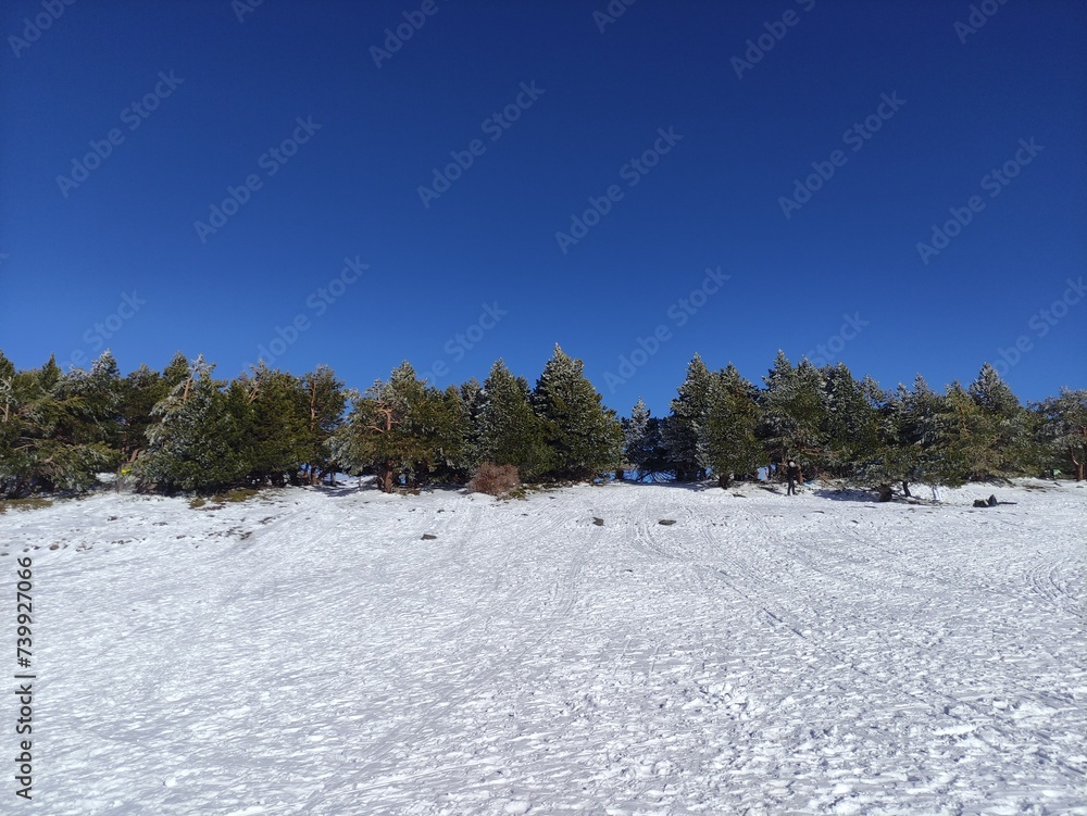 Snowy mountain in Spain, Sierra Nevada, Hoya de la Mora Snowy mountain in Spain, Sierra Nevada, Hoya de la Mora