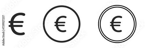 Euro currency black sign icon vector Illustration