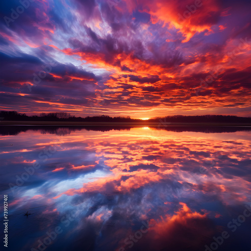Breathtakingly Beautiful Sunset Sky: A Symphony of Orange, Purple and Blue hues © Marie